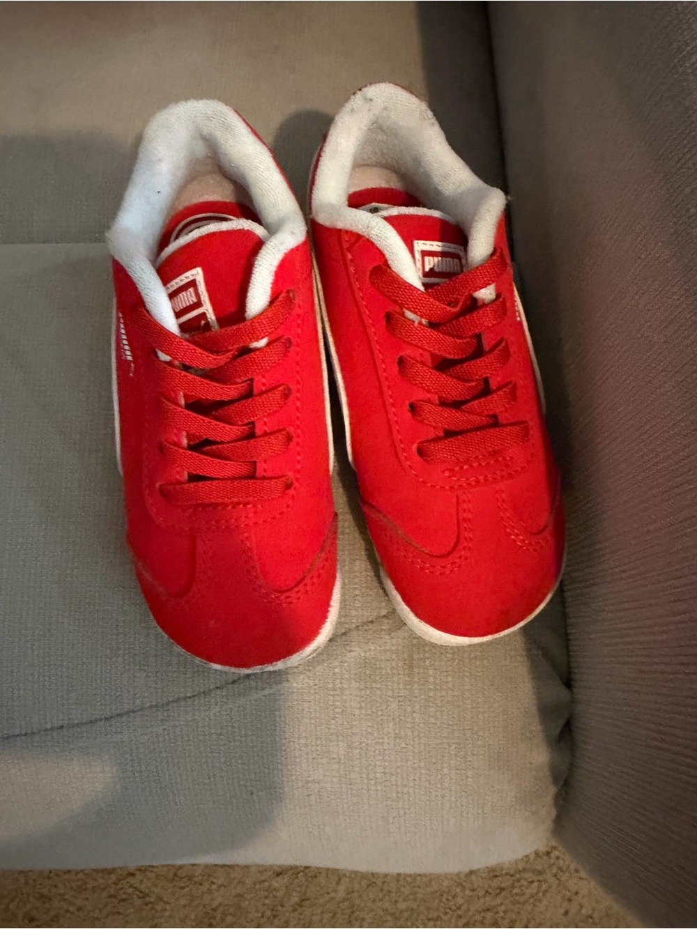 Puma Kids Red Suede Low-Top Sneakers